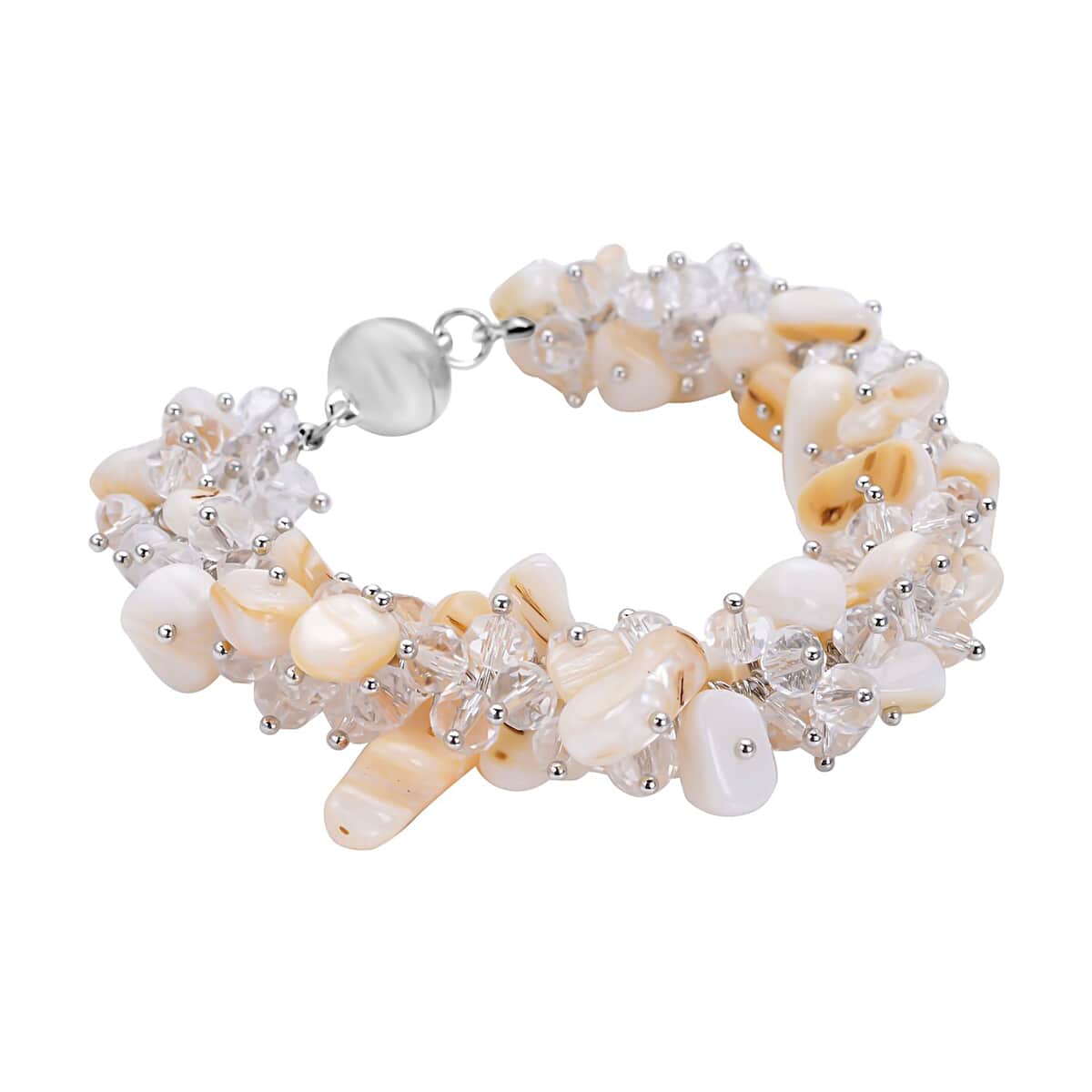 Multi-strand Metal Bracelet With Beads and Shells 