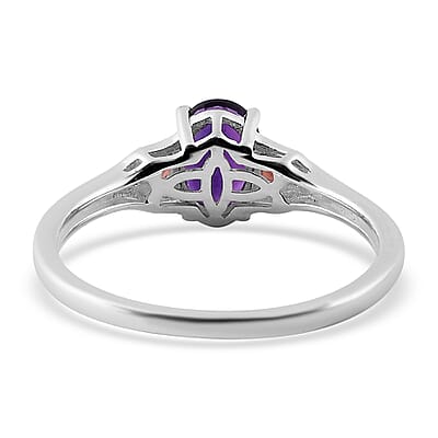 Amethyst, Mozambique Garnet Ring in Sterling Silver, Sterling Silver Ring for Women 1.25 ctw