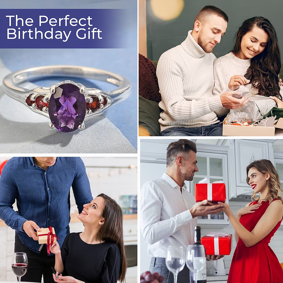 D'Joy African Amethyst and Mozambique Garnet 1.40 ctw Ring in Sterling Silver (Size  9.0) image number 5