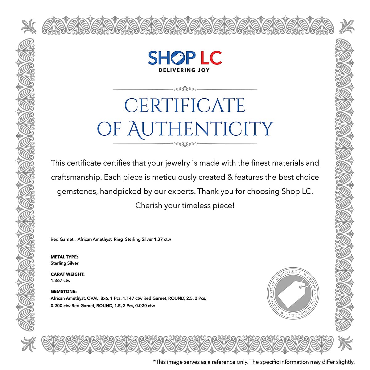 D'Joy African Amethyst and Mozambique Garnet 1.40 ctw Ring in Sterling Silver (Size  9.0) image number 8