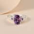 Rose De France Amethyst and Simulated Purple Diamond Heart Ring in Sterling Silver 1.90 ctw image number 3