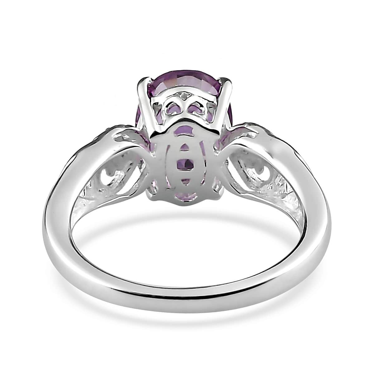 Rose De France Amethyst and Simulated Purple Diamond Heart Ring in Sterling Silver 1.90 ctw image number 6