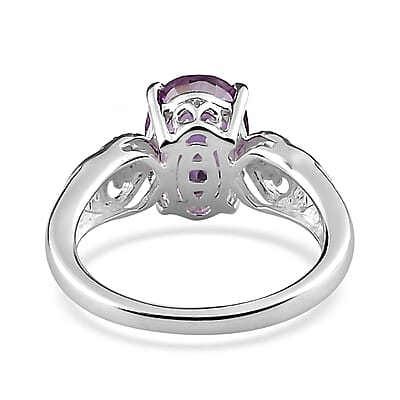 D'Joy Rose De France Amethyst, Simulated Purple Diamond 1.85 ctw Accent Ring, Heart Ring, Sterling Silver Ring, Birthday Gift (Size 6.00)