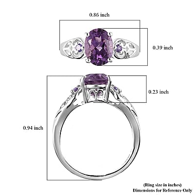 D'Joy Rose De France Amethyst, Simulated Purple Diamond 1.85 ctw Accent Ring, Heart Ring, Sterling Silver Ring, Birthday Gift (Size 6.00)