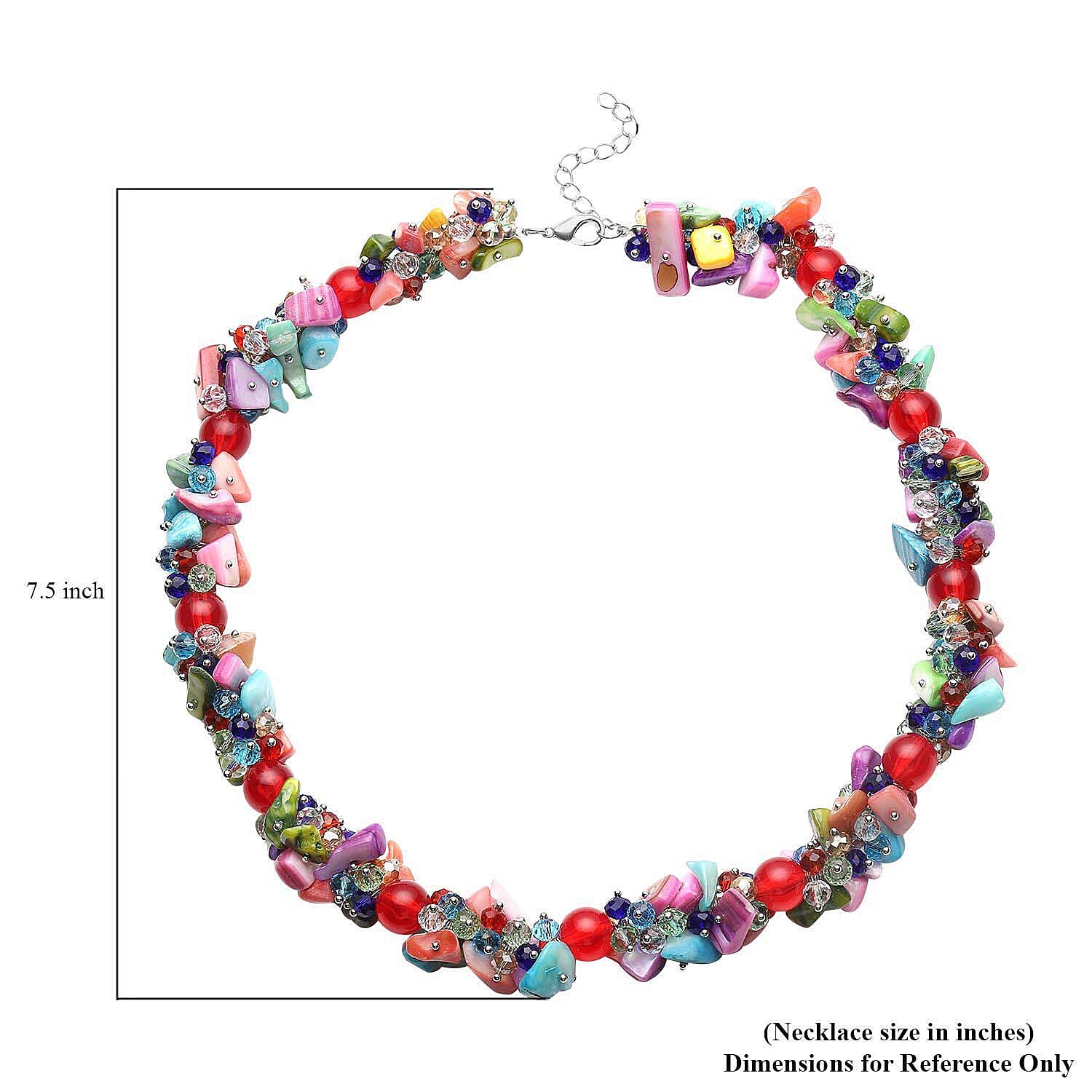 Multi Color Shell Seed Bead Necklace, Silvertone Necklace, Multi Strand Statement Necklace For Women, Birthday Gifts For Women, 20-23 Inch Necklace