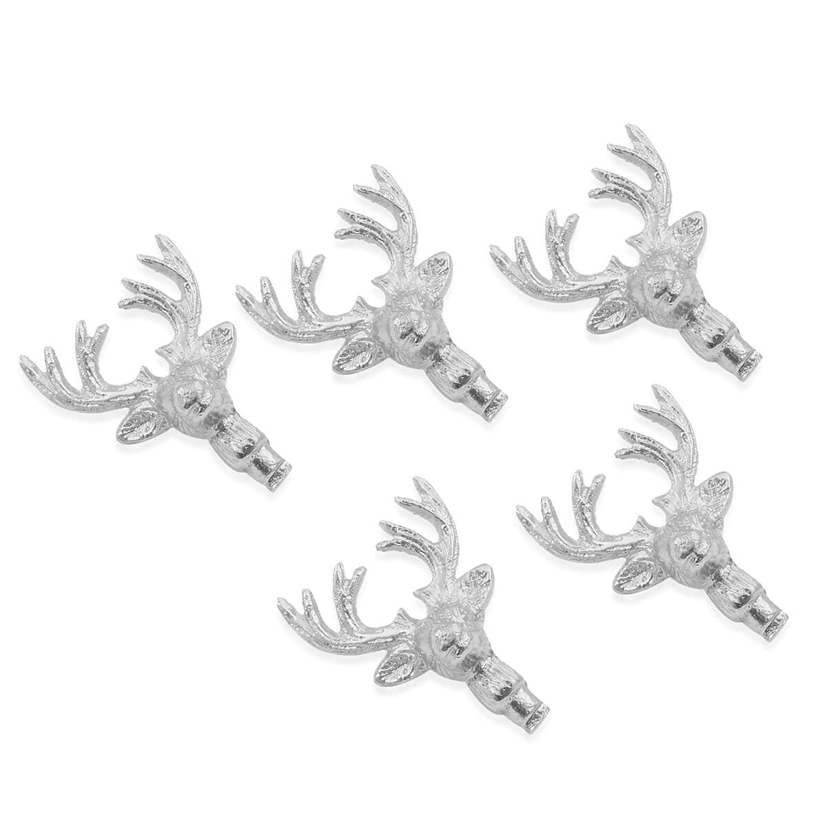 Set of 5 Silvertone Reindeer Candle Pins 2.5 Inch image number 0