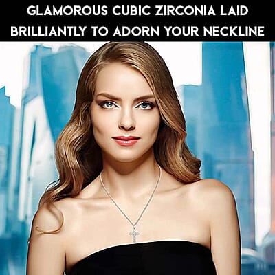 Simulated Diamond Pendant without Chain in Sterling Silver, Cross Pendant without Chain, Silver Religious Pendant without Chain  2.75 ctw
