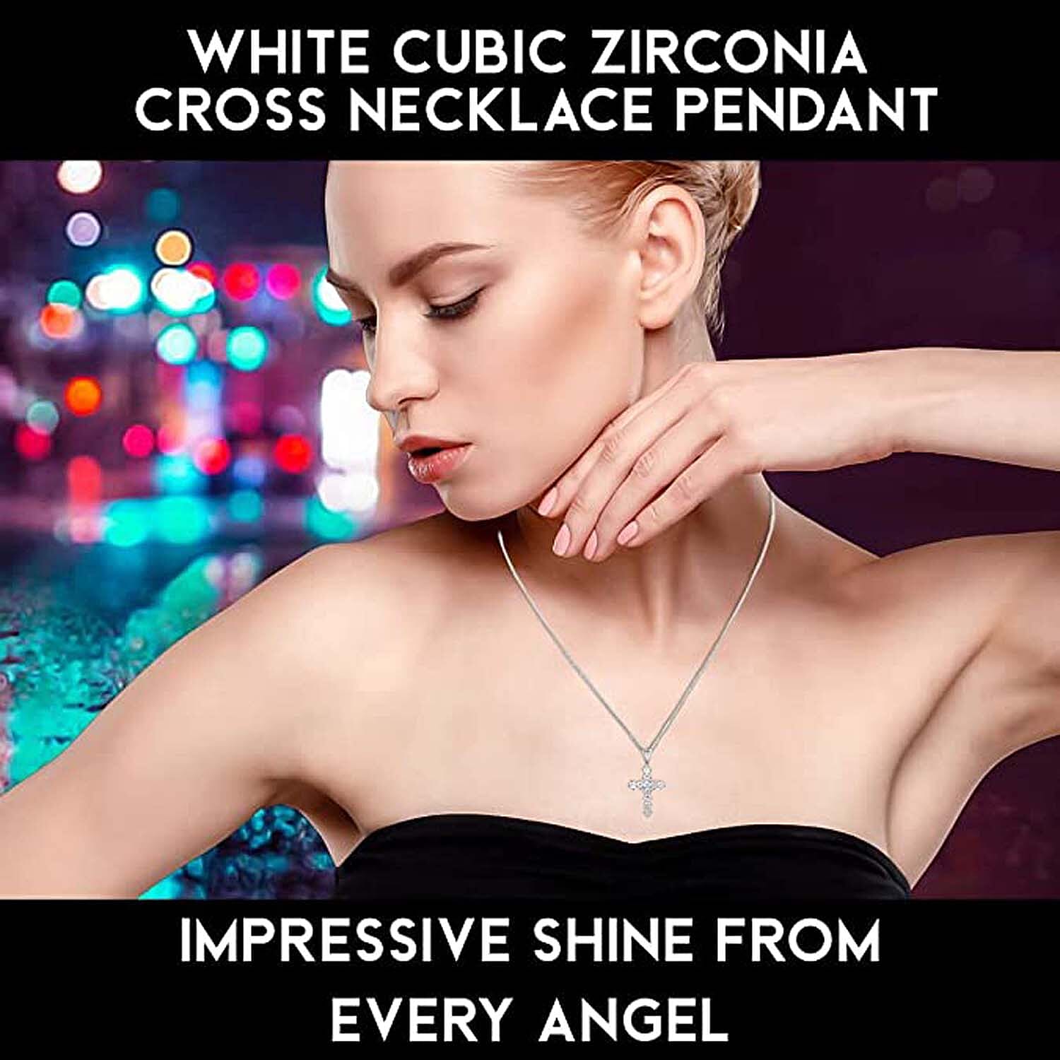 Simulated Diamond Pendant without Chain in Sterling Silver, Cross Pendant without Chain, Silver Religious Pendant without Chain  2.75 ctw