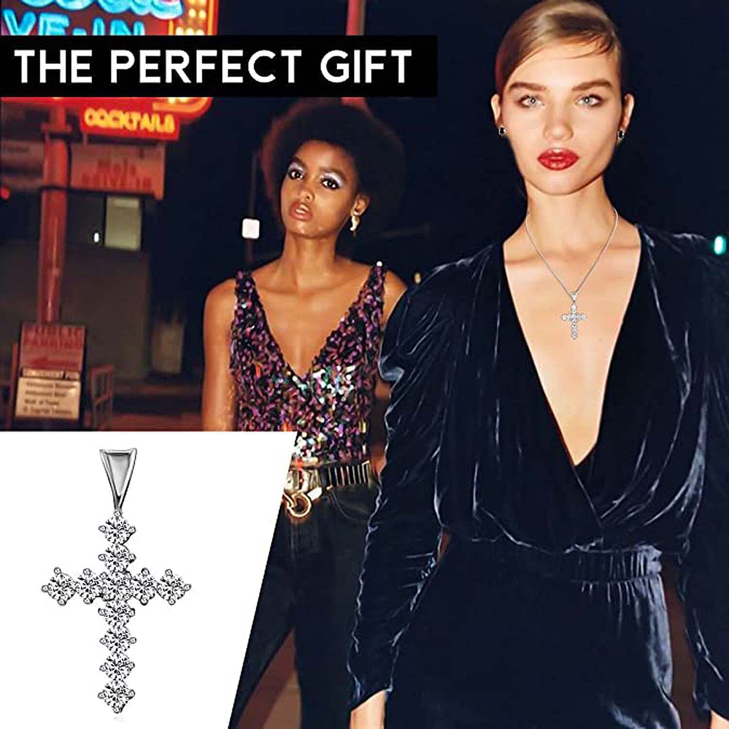 Simulated Diamond Pendant without Chain in Sterling Silver, Cross Pendant without Chain, Silver Religious Pendant without Chain  2.75 ctw