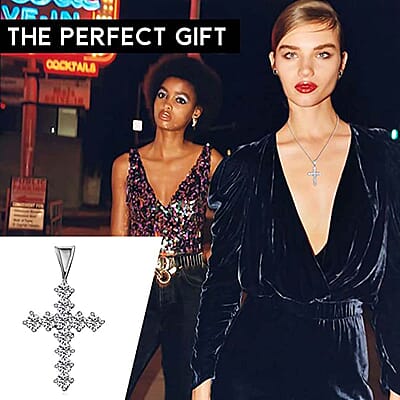 Simulated Diamond Pendant without Chain in Sterling Silver, Cross Pendant without Chain, Silver Religious Pendant without Chain  2.75 ctw