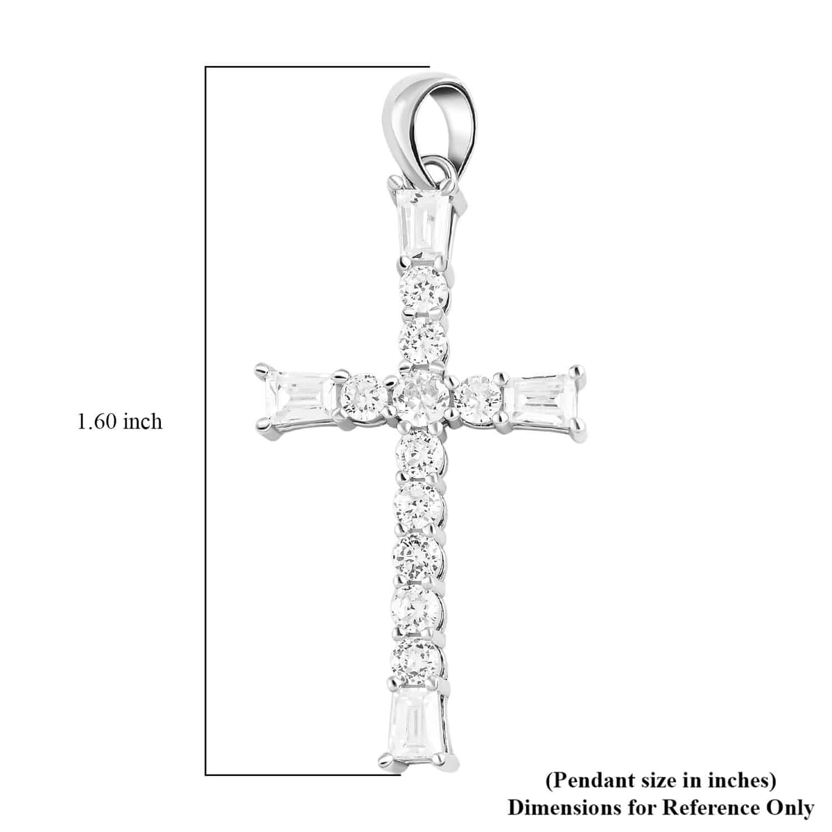 Simulated Diamond Cross Pendant in Sterling Silver image number 6
