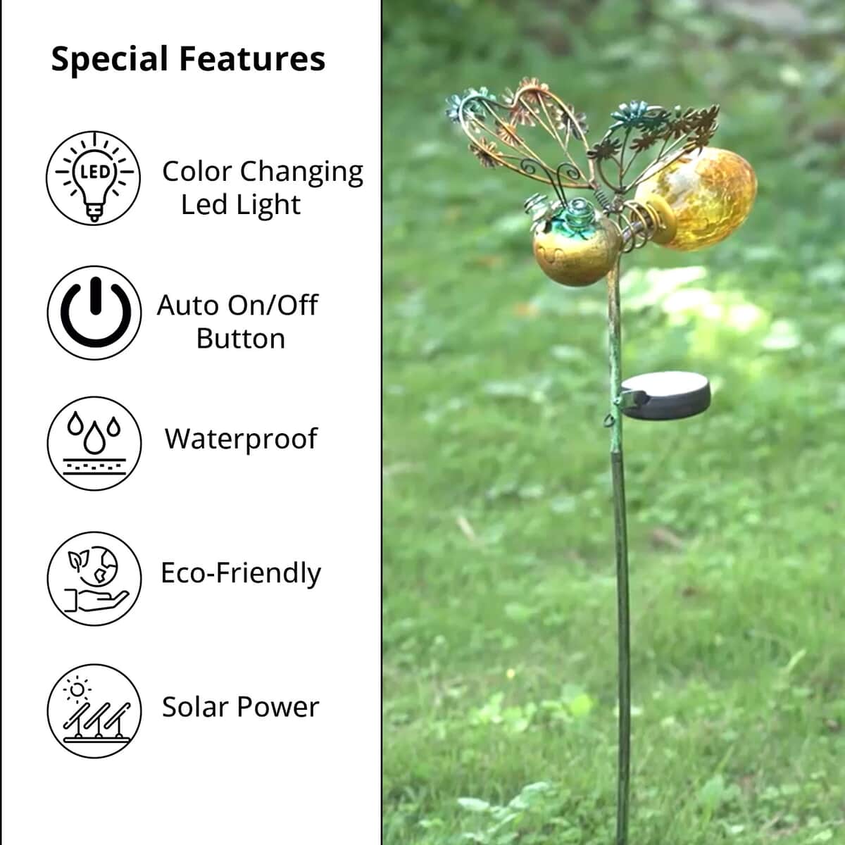 Yellow Bee Stake Pathway Solar LED Light, Outdoor Decorative Solar Lights with stake For Lawn Garden Yard Pathway Decorations image number 1