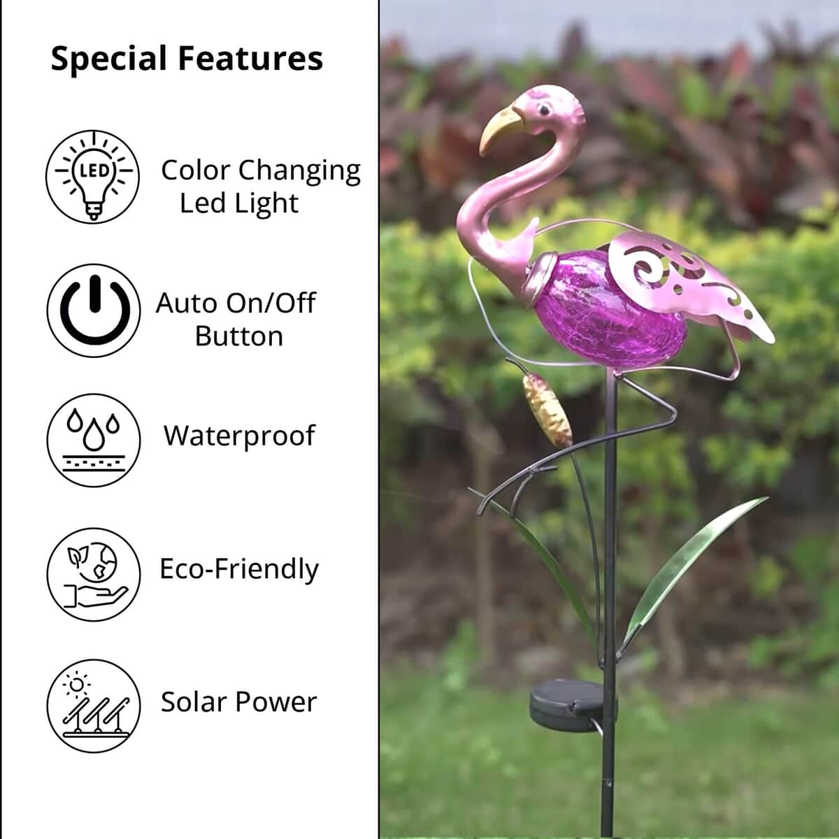 Pink Flamingo Stake Pathway Solar LED Light, Outdoor Decorative Solar Lights with stake For Lawn Garden Yard Pathway Decorations image number 1
