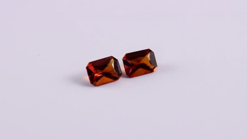 Brazilian Cherry Citrine Set of 2 (Oct 7x5 mm) 1.54 ctw Loose Gemstone