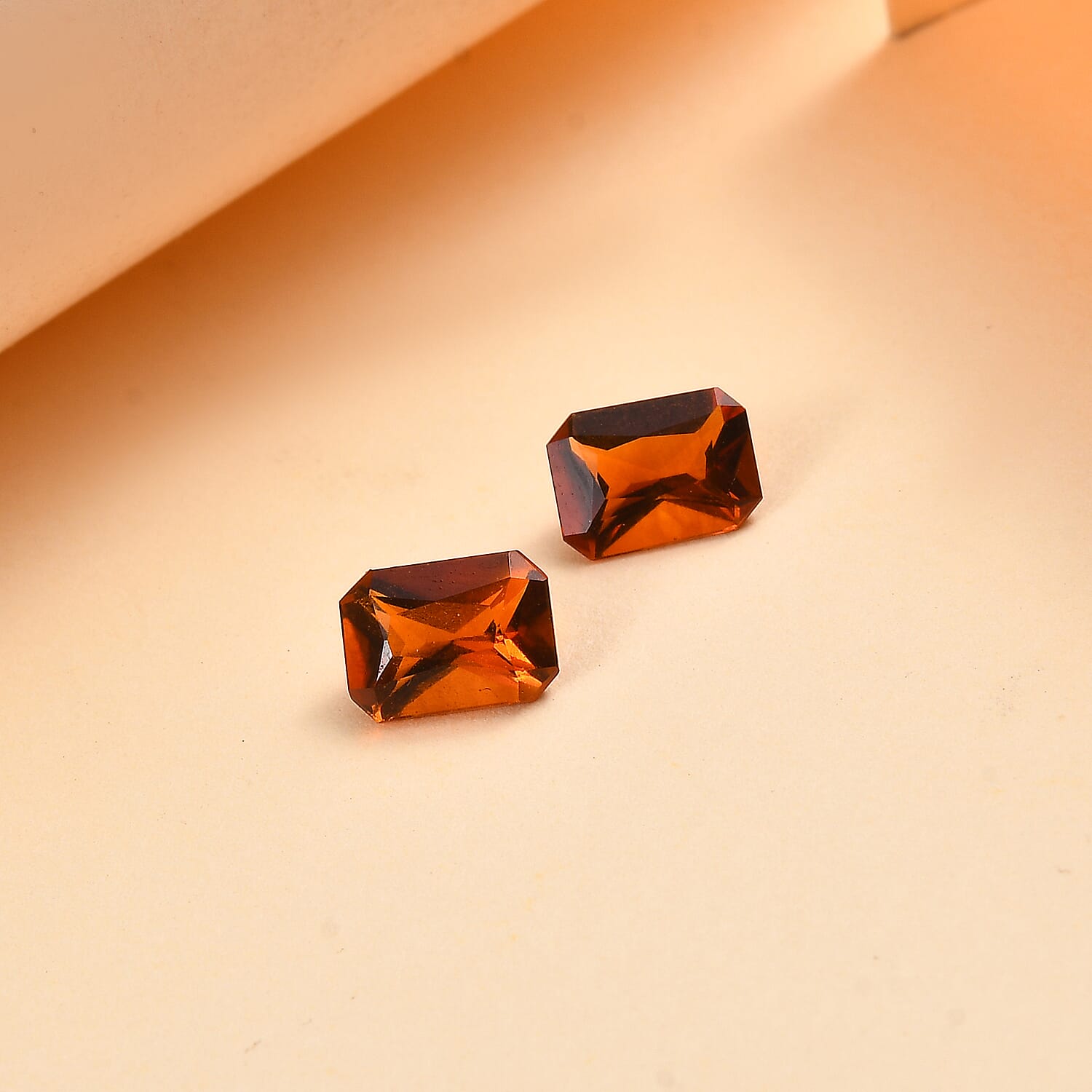 Brazilian Cherry Citrine Set of 2 (Oct 7x5 mm) 1.54 ctw Loose Gemstone