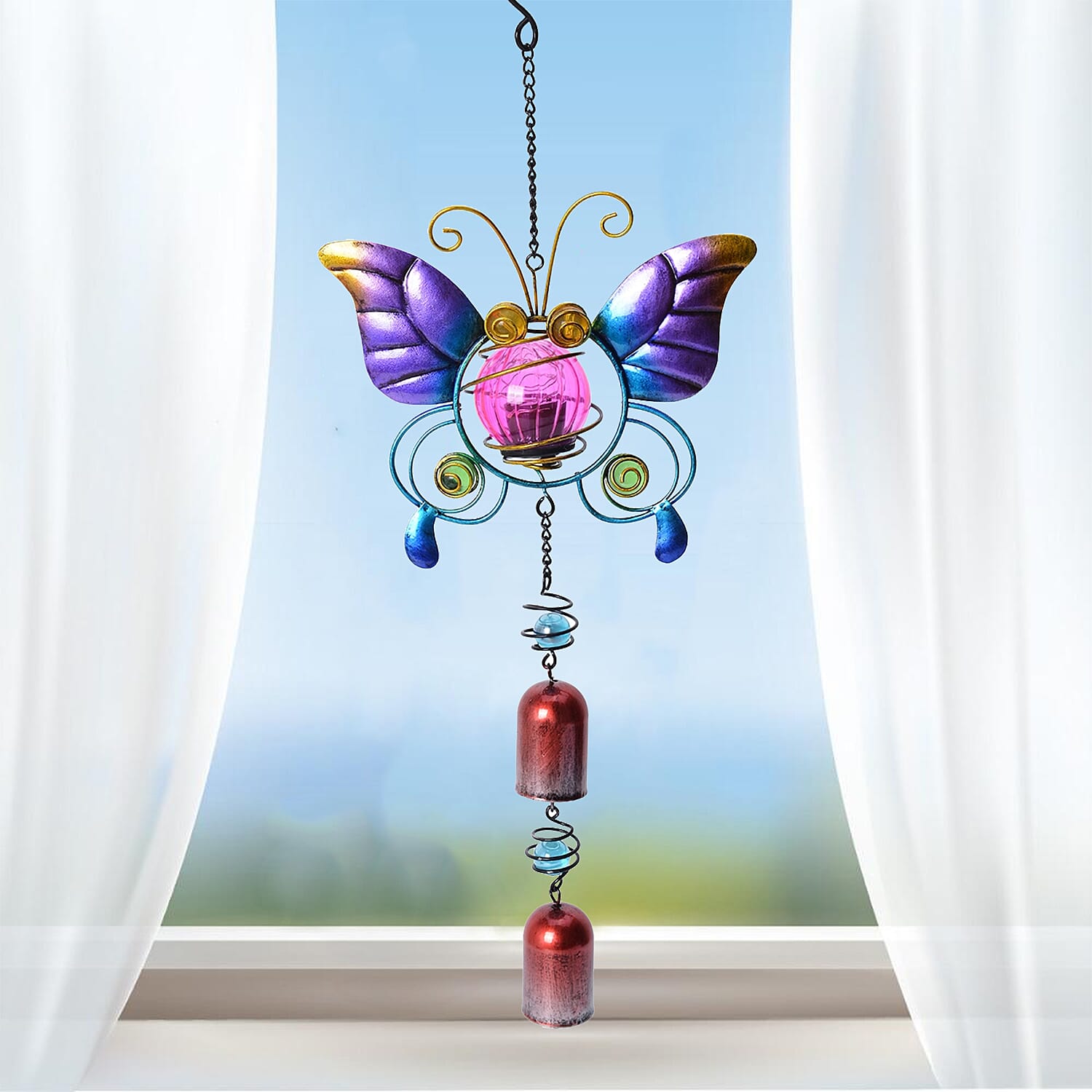 Purple Butterfly Solar Wind Chime