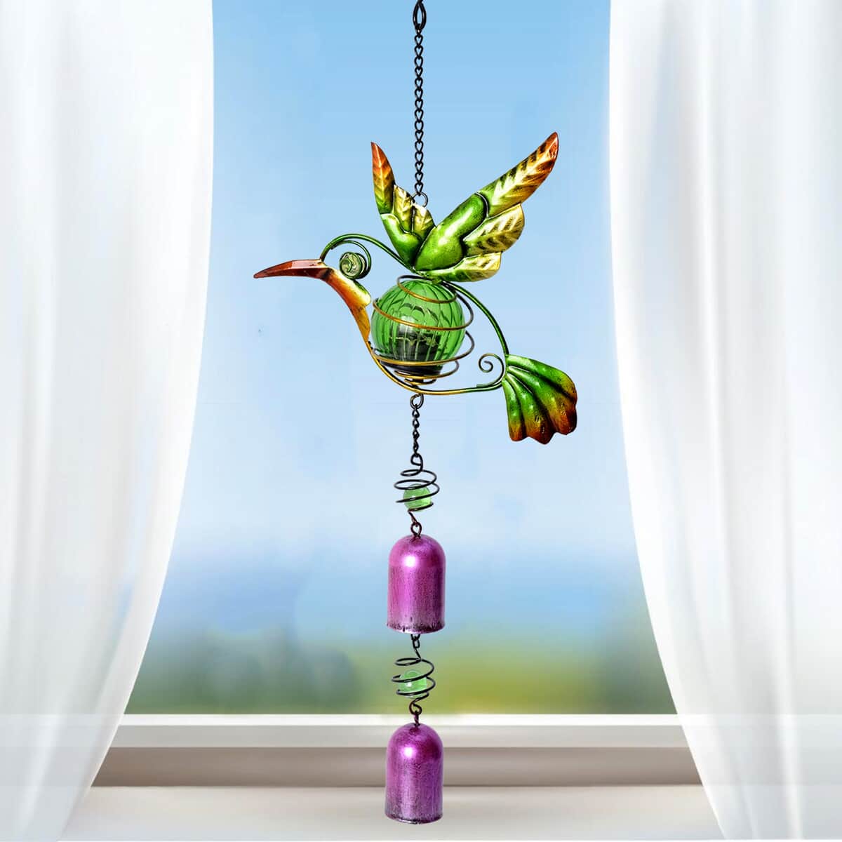 Green Hummingbird Solar Wind Chime image number 1