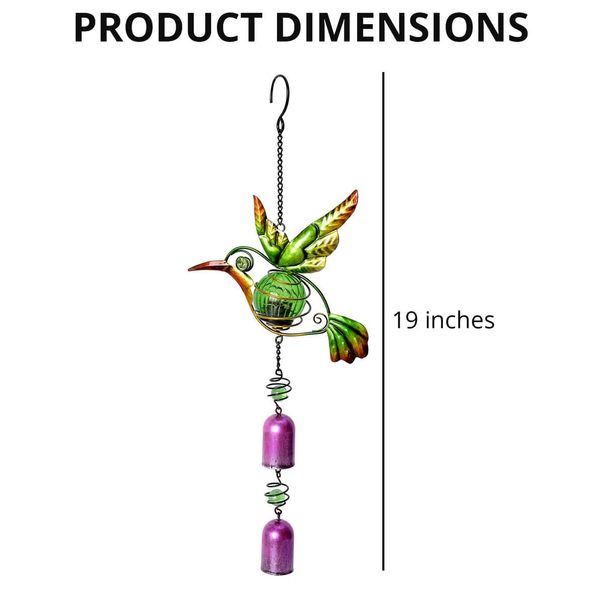 Green Hummingbird Solar Wind Chime image number 3