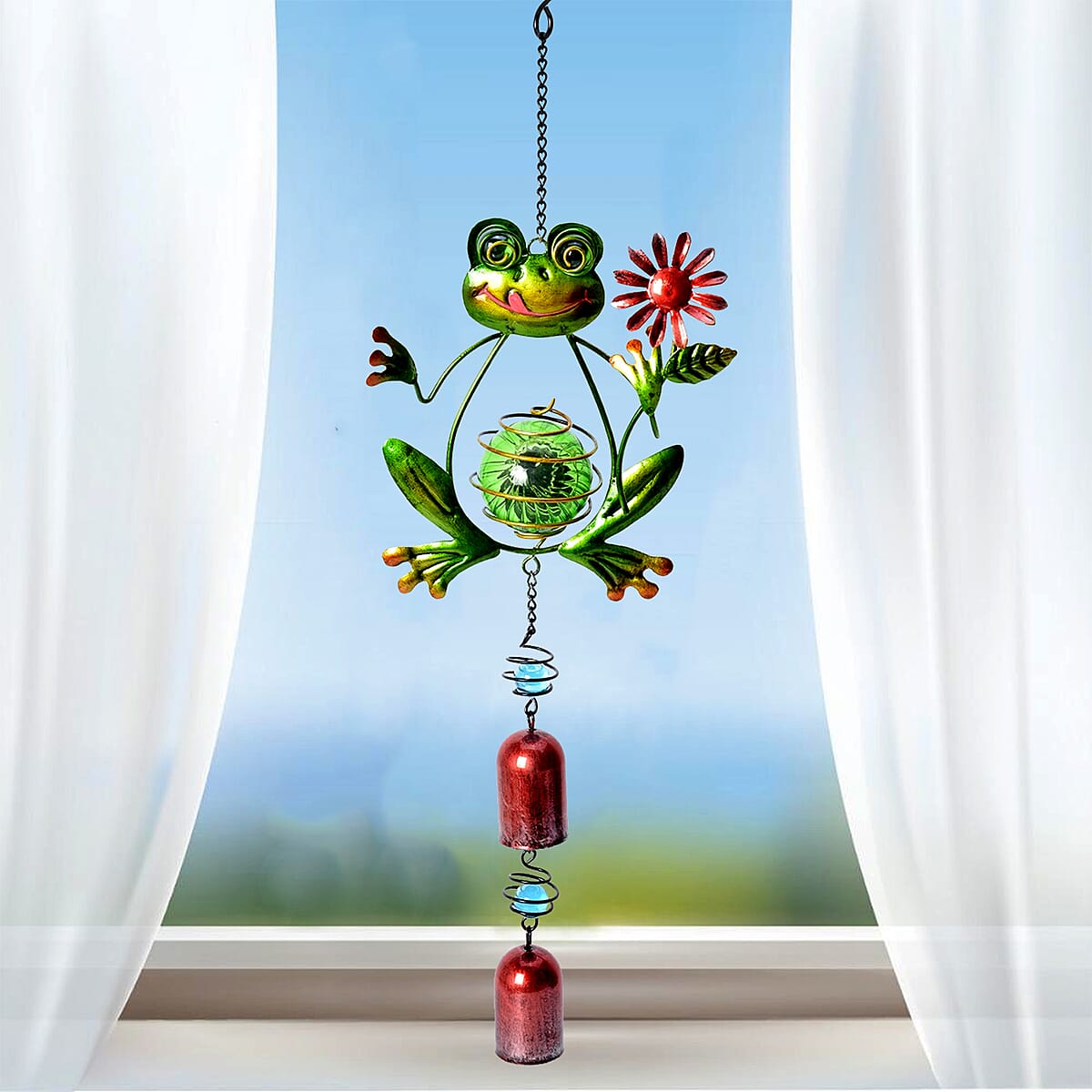 Green Frog Solar Wind Chime image number 1