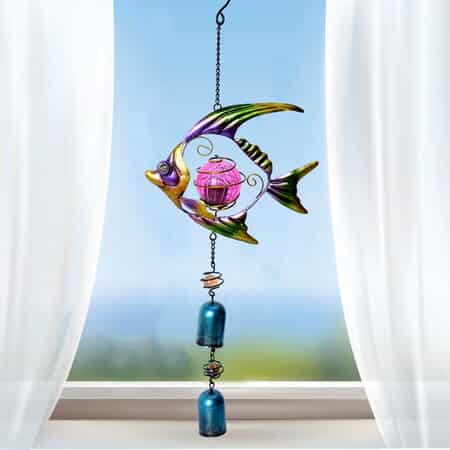 Green, Yellow Fish Solar Wind Chime image number 1