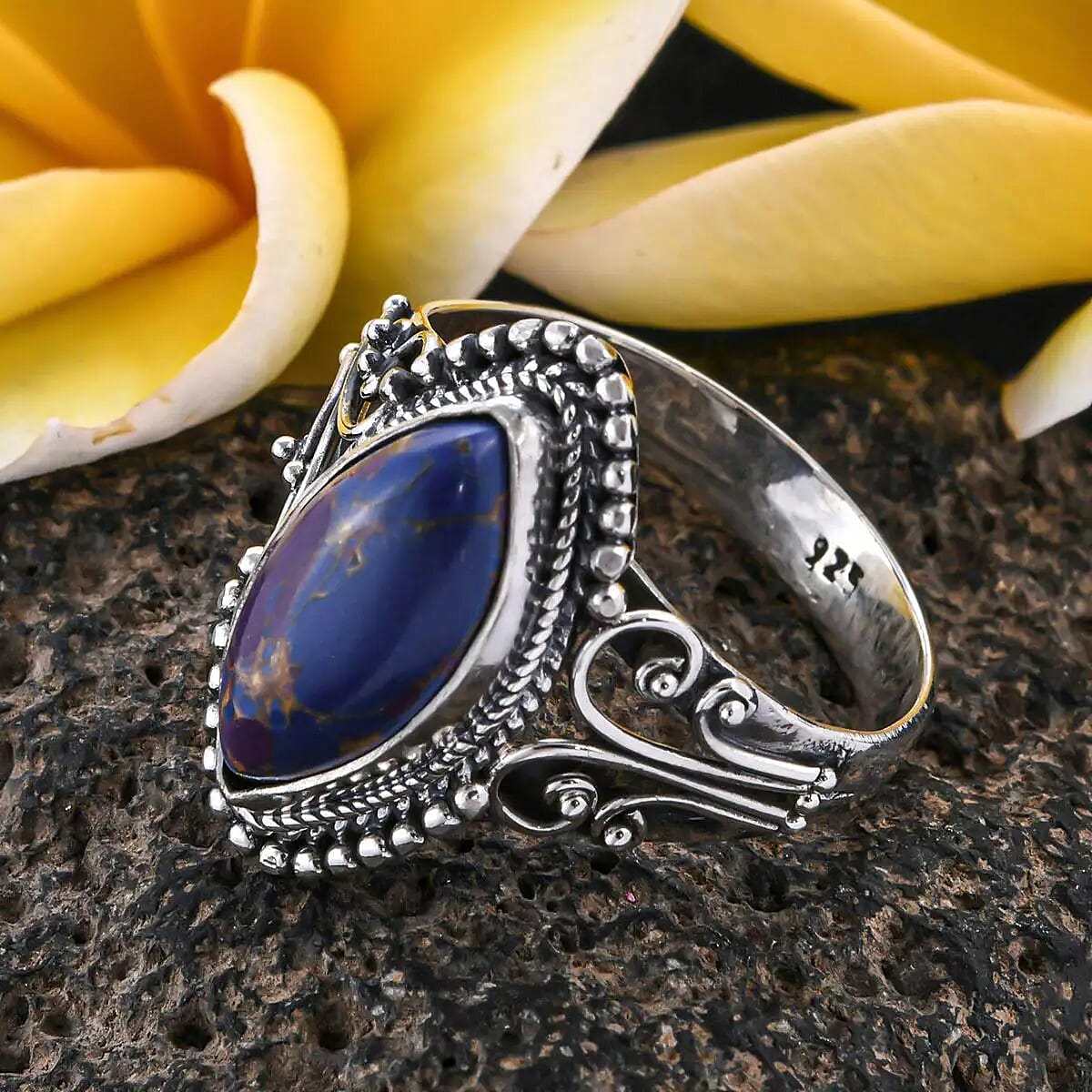 Bali Legacy Mojave Turquoise 4.75 ctw Solitaire Ring For Women in Sterling Silver, Boho Western Jewelry (Size 5)