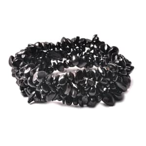 Australian Black Tourmaline Chips Stretch Bracelet 231.00 ctw