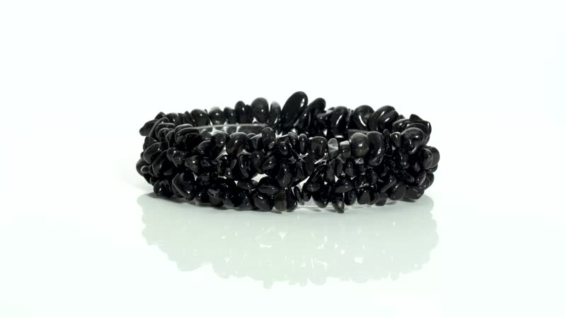231 ctw Australian Black Tourmaline Chips Stretch Bracelet
