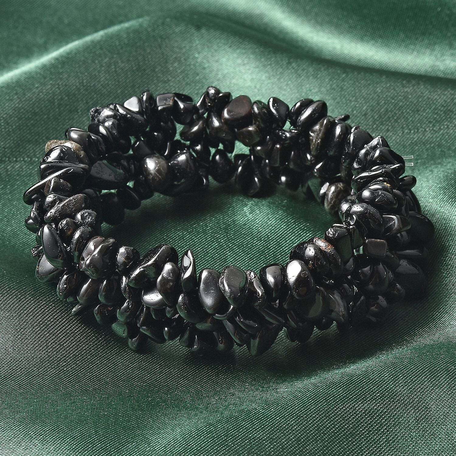 Australian Black Tourmaline Chips Stretch Bracelet 231.00 ctw
