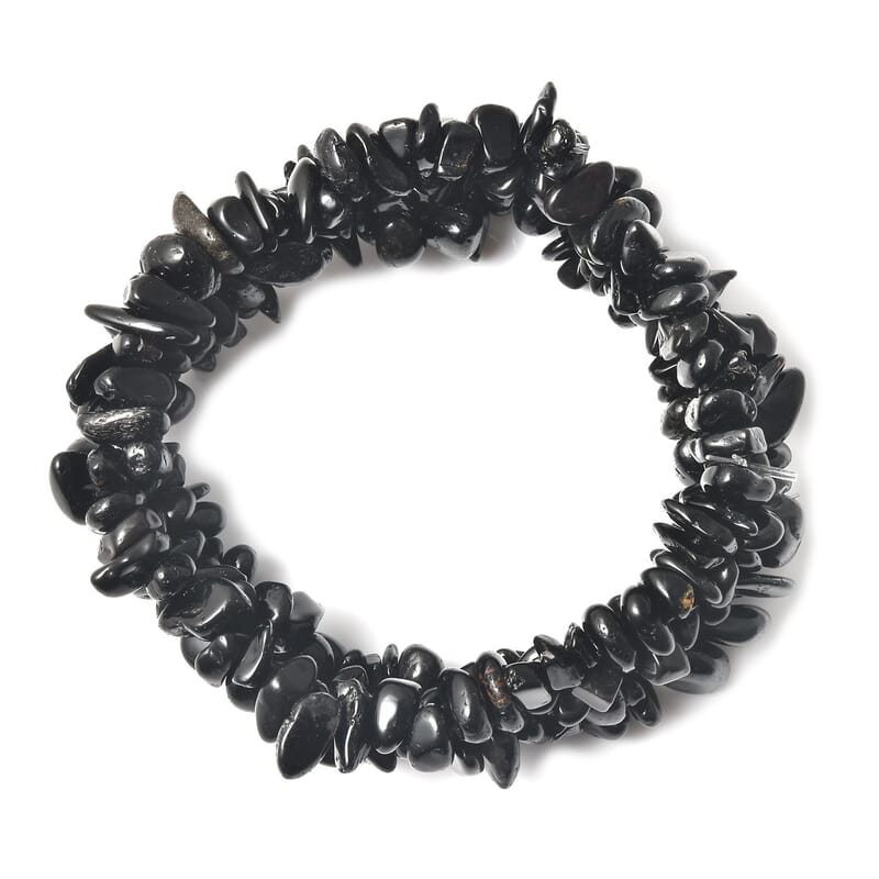 Australian Black Tourmaline Chips Stretch Bracelet 231.00 ctw