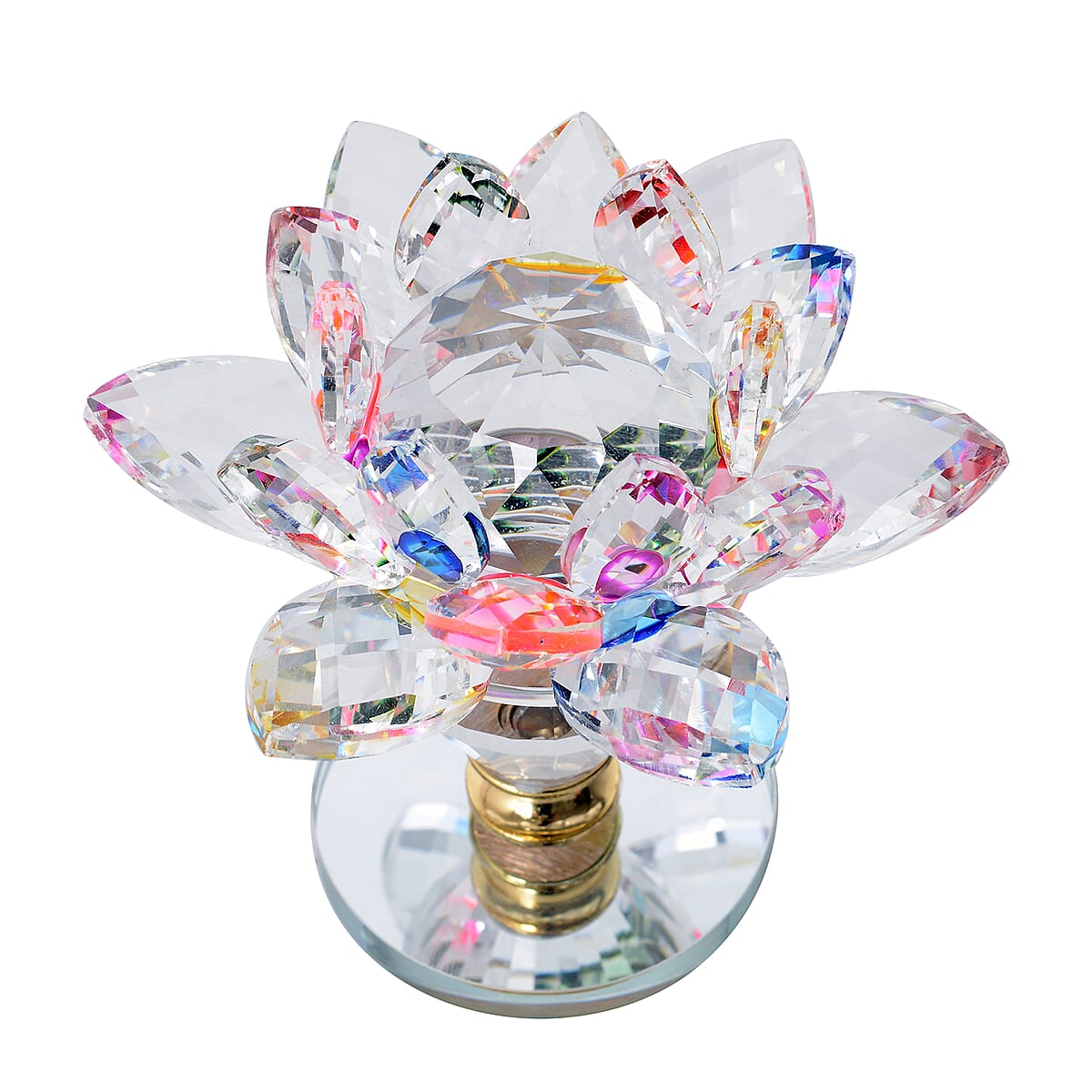 Home Decor Multi Color Crystal Decorative Rotating Lotus Flower image number 1