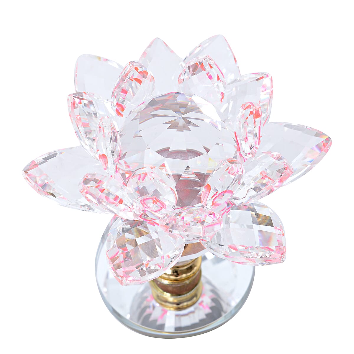 Home Decor Neon Pink Crystal Decorative Rotating Lotus Flower (3.5 in) image number 1
