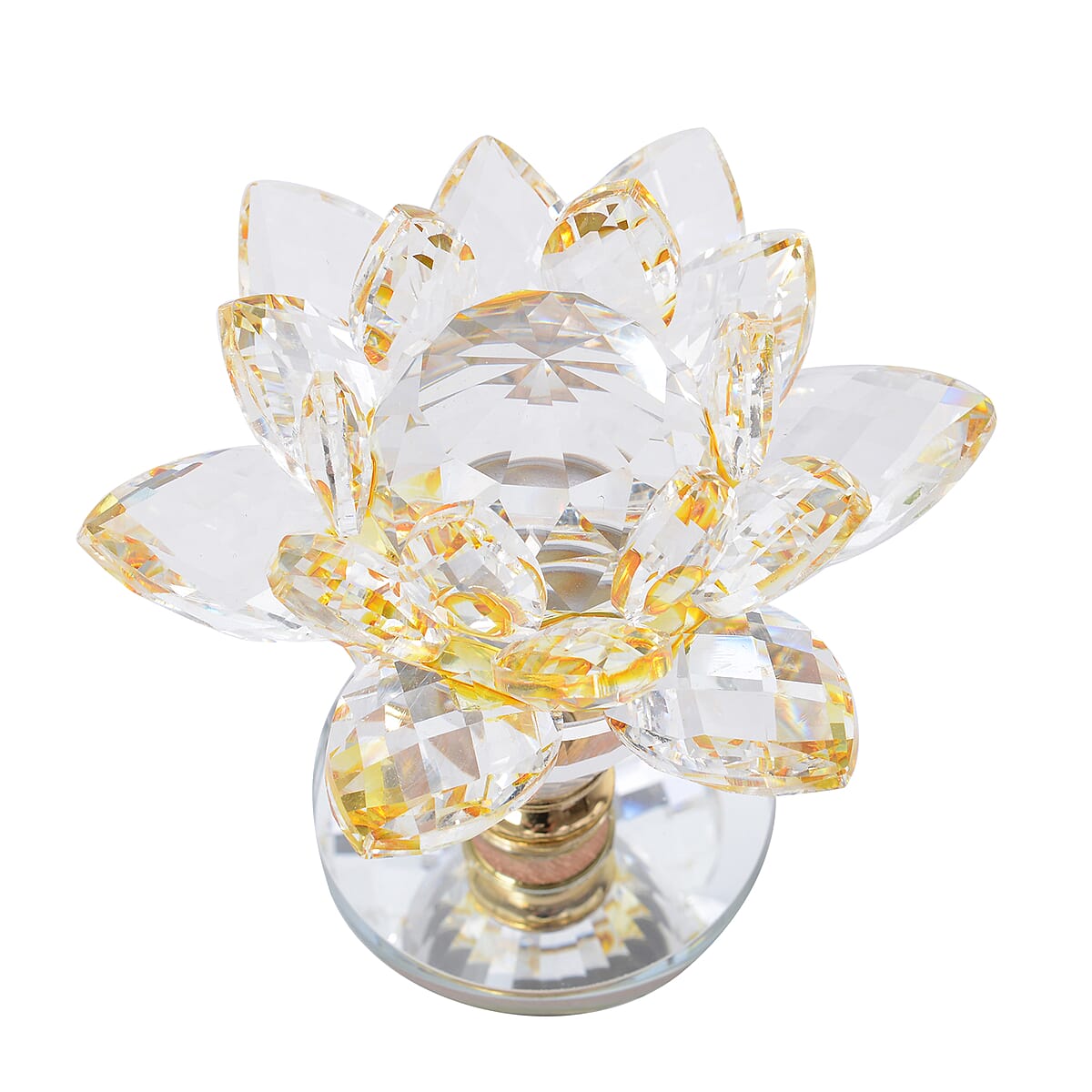 Home Decor Yellow Crystal Decorative Rotating Lotus Flower (3.5 in) image number 1