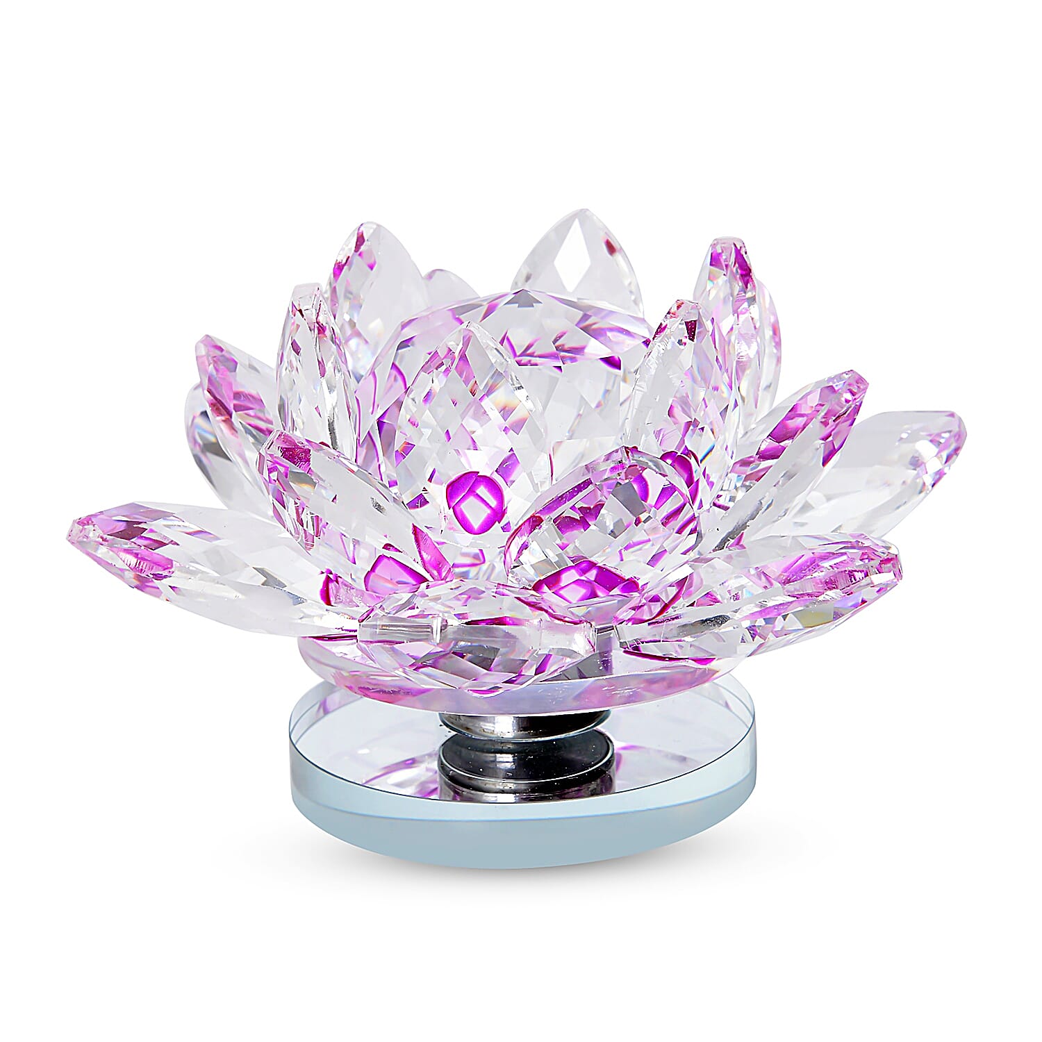Purple Crystal Lotus Flower with Rotating Base and Gift Box , Flower Crystals , Decorative Crystal Room Decor , Crystal Decorations