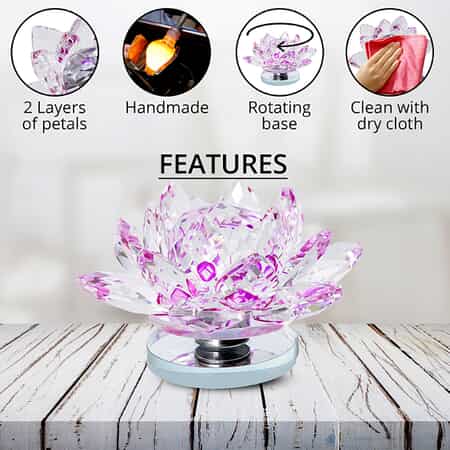 Purple Crystal Lotus Flower with Rotating Base and Gift Box , Flower Crystals , Decorative Crystal Room Decor , Crystal Decorations image number 2