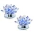 Set of 2 Blue Crystal Lotus Flower with Rotating Base Sculpted Decorations Gifts Box Case for Room Home Kitchen Table Decor, Home Decoration Items Gifts Decorative Showpiece image number 0