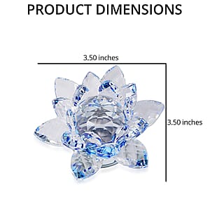 Set of 2 Blue Crystal Lotus Flower with Rotating Base Sculpted Decorations Gifts Box Case for Room Home Kitchen Table Decor, Home Decoration Items Gifts Decorative Showpiece