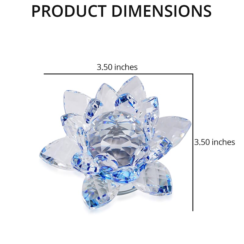 Set of 2 Blue Crystal Lotus Flower with Rotating Base Sculpted Decorations Gifts Box Case for Room Home Kitchen Table Decor, Home Decoration Items Gifts Decorative Showpiece