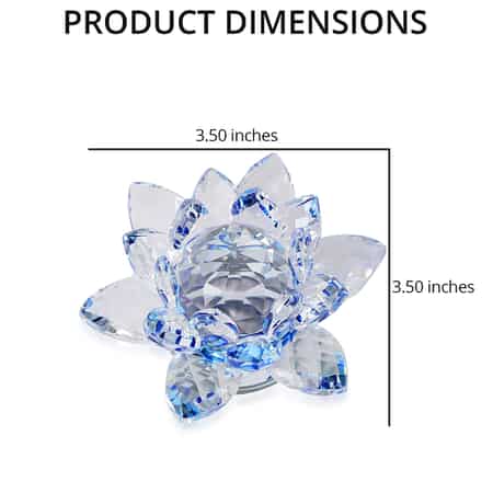 Set of 2 Blue Crystal Lotus Flower with Rotating Base Sculpted Decorations Gifts Box Case for Room Home Kitchen Table Decor, Home Decoration Items Gifts Decorative Showpiece image number 3