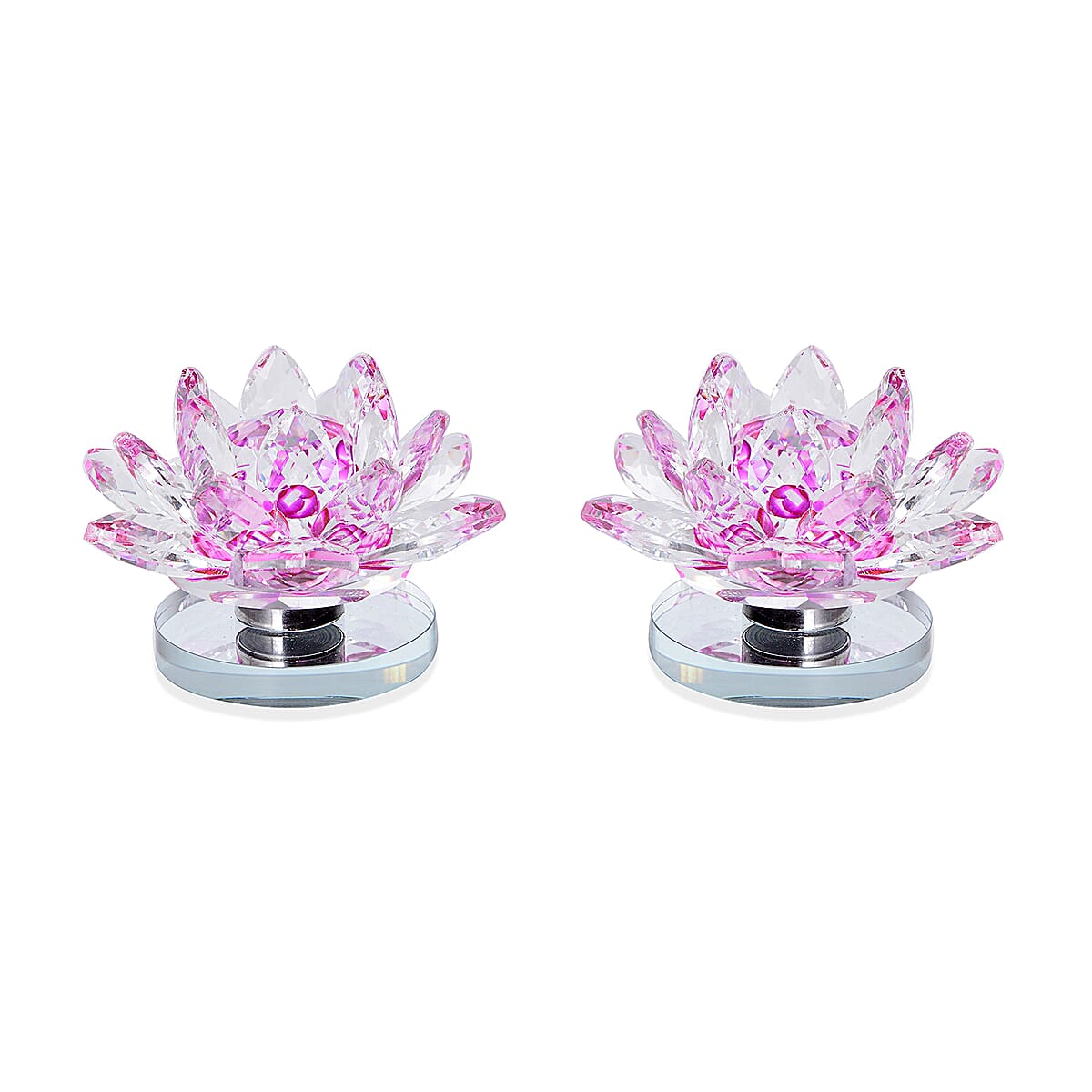 Set of 2 Purple Crystal Lotus Flower with Rotating Base Sculpted Decorations Gifts Box Case for Room Home Kitchen Table Decor, Home Decoration Items Gifts Decorative Showpiece image number 0