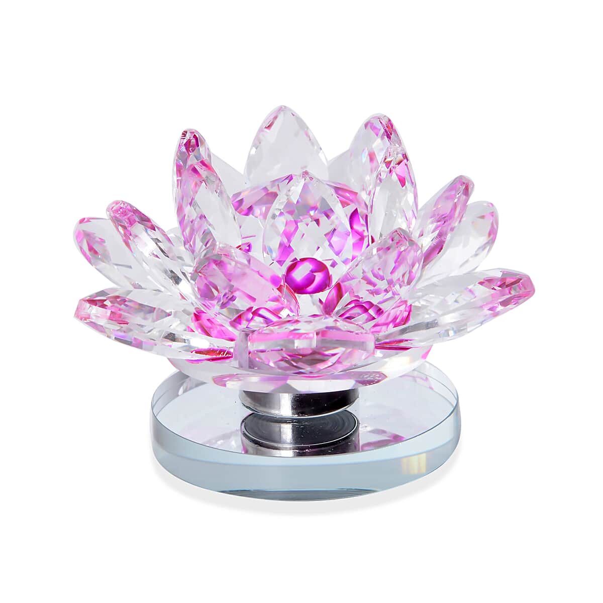 Set of 2 Purple Crystal Lotus Flower with Rotating Base Sculpted Decorations Gifts Box Case for Room Home Kitchen Table Decor, Home Decoration Items Gifts Decorative Showpiece image number 4