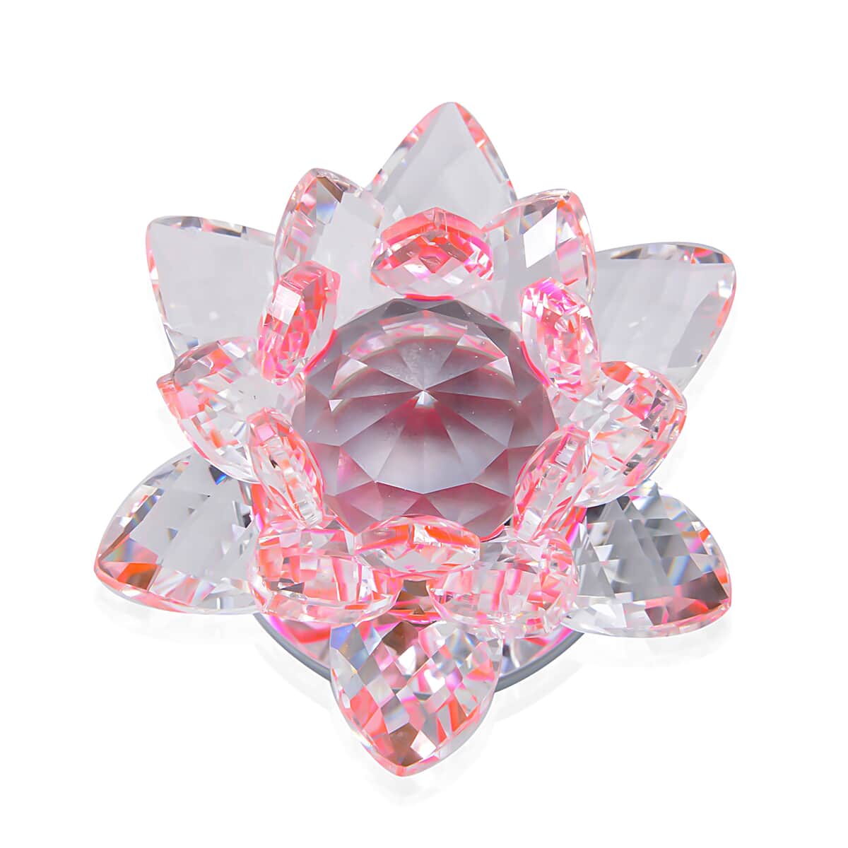 Set of 2 Pink Crystal Lotus Flower with Rotating Base Sculpted Decorations Gifts Box Case for Room Home Kitchen Table Decor, Home Decoration Items Gifts Decorative Showpiece image number 5