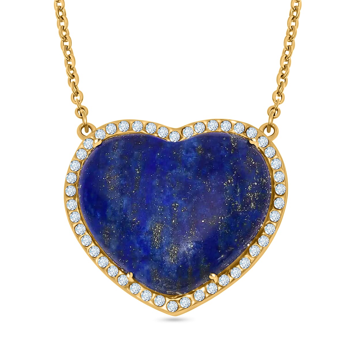 Lapis Lazuli, Multi Color Murano Style, Austrian Crystal Reversible Heart Necklace 20 Inches in ION Plated Yellow Gold Stainless Steel, Gift For Her 25.00 ctw image number 4