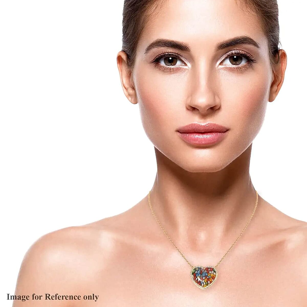 Lapis Lazuli, Multi Color Murano Style, Austrian Crystal Reversible Heart Necklace 20 Inches in ION Plated Yellow Gold Stainless Steel, Gift For Her 25.00 ctw image number 5