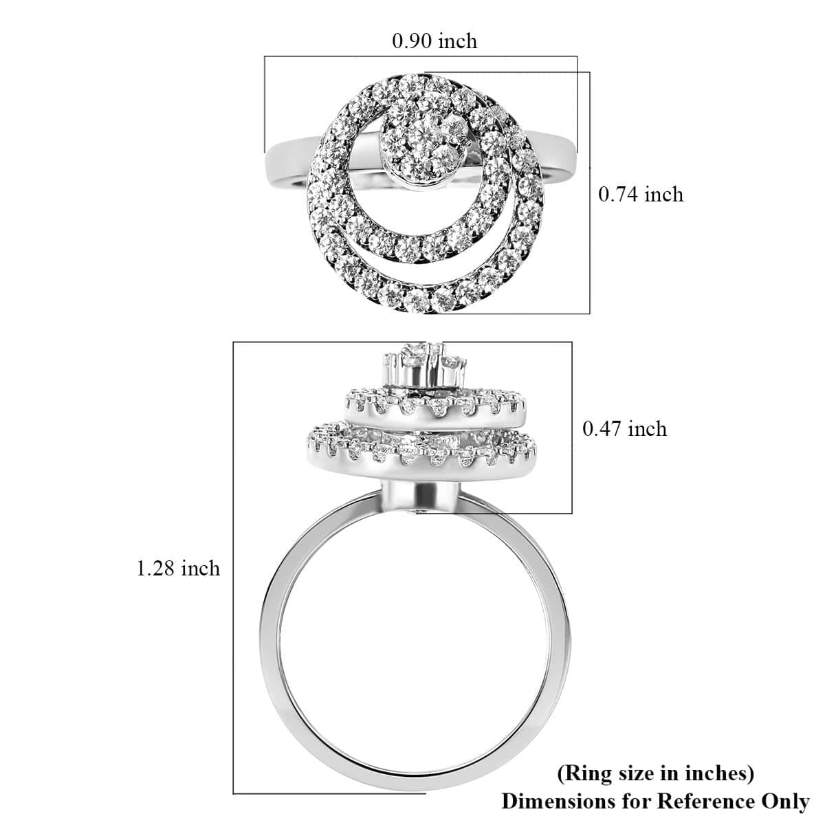 Simulated Diamond Rotatable Halo Ring in Silvertone (Size 6) image number 5