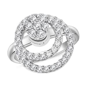 Simulated Diamond Rotatable Halo Ring in Silvertone (Size 7)