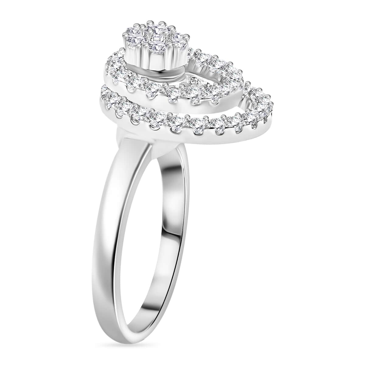 Simulated Diamond Rotatable Halo Ring in Silvertone (Size 7) image number 3