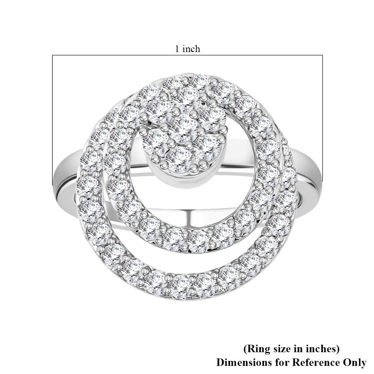 Simulated Diamond Rotatable Halo Ring in Silvertone (Size 7) image number 5