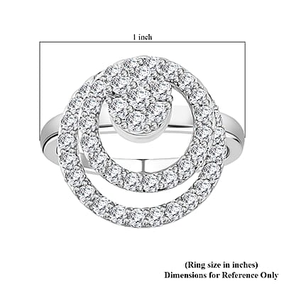 Simulated Diamond Rotatable Halo Ring in Silvertone (Size 8)