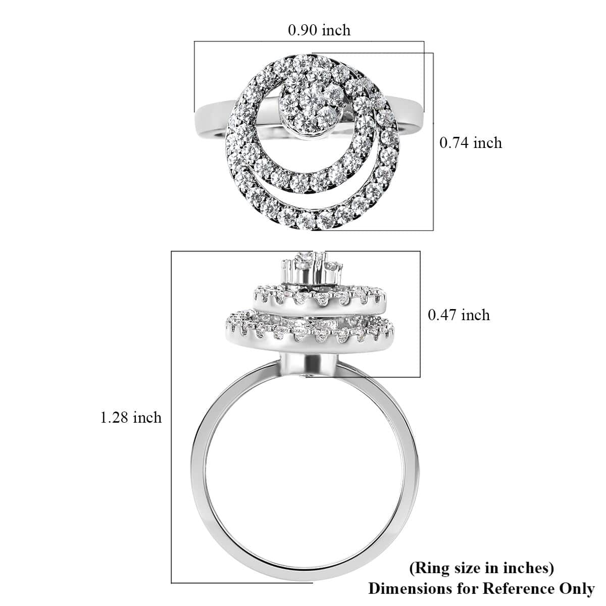 Simulated Diamond Rotatable Halo Ring in Silvertone (Size 10) image number 5