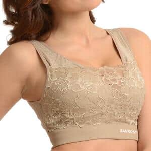 Sankom Patent Classic Support & Posture Lace Bra- M/L, Beige